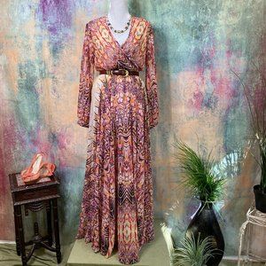 📌 Intrigue Couture Retro Maxi Chiffon Dress